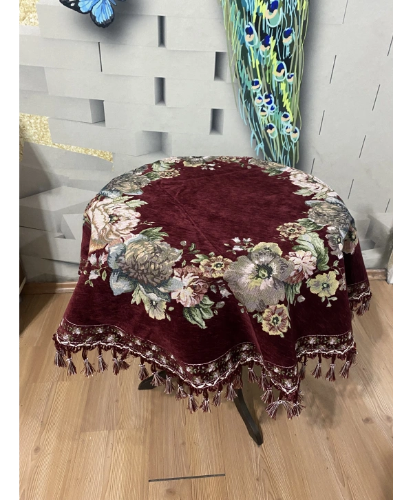 Şönilli goblen sehpa örtüsü 100xyuvarlak