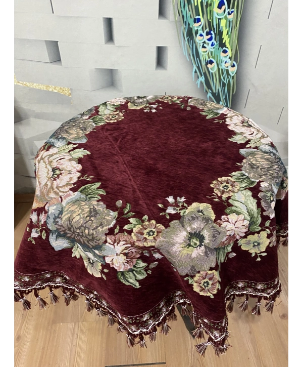 Şönilli goblen sehpa örtüsü 100xyuvarlak