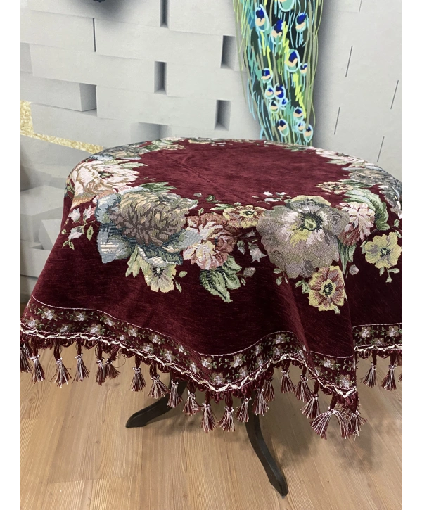 Şönilli goblen sehpa örtüsü 100xyuvarlak