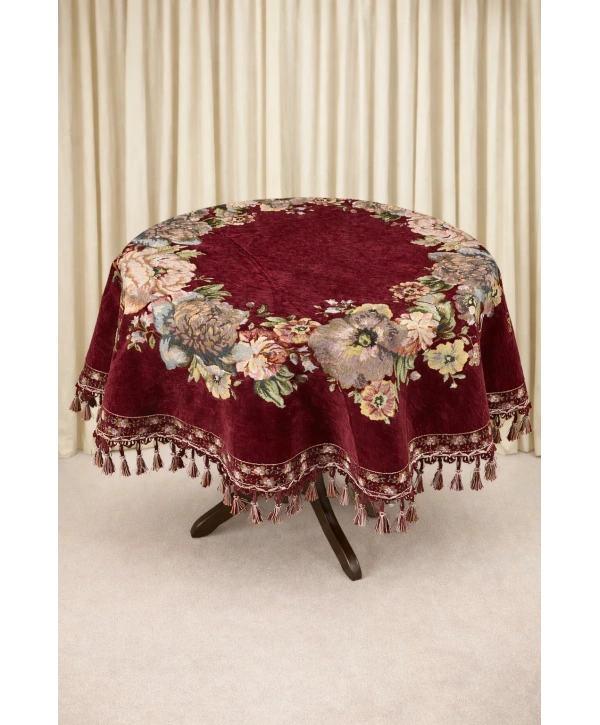 Şönilli goblen sehpa örtüsü 100xyuvarlak