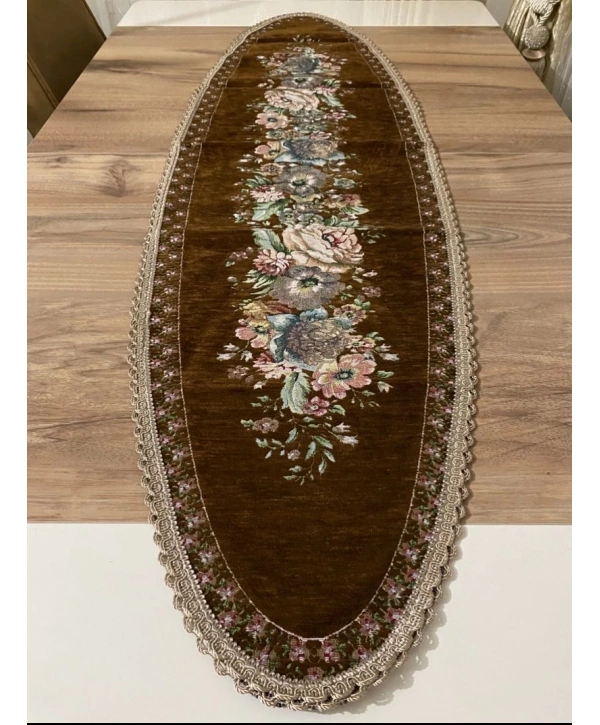 GOBLEN ŞÖNİLLİ RUNNER 3 LÜ SET KAHVE