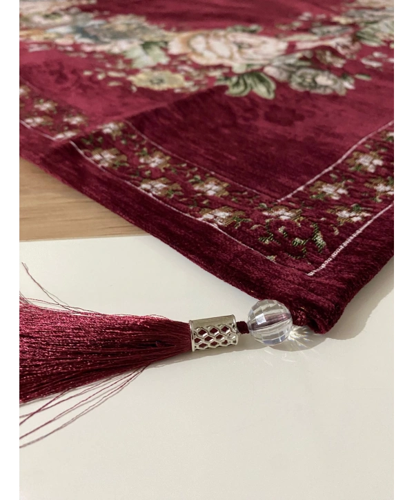 GOBLEN ŞÖNİLLİ 95x95 SEHPA ÖRTÜSÜ BORDO