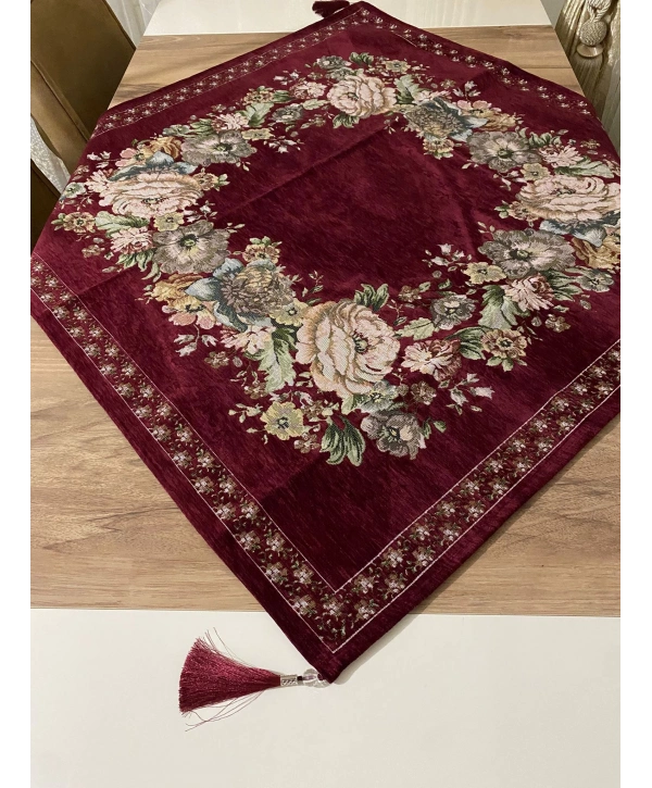 GOBLEN ŞÖNİLLİ 95x95 SEHPA ÖRTÜSÜ BORDO