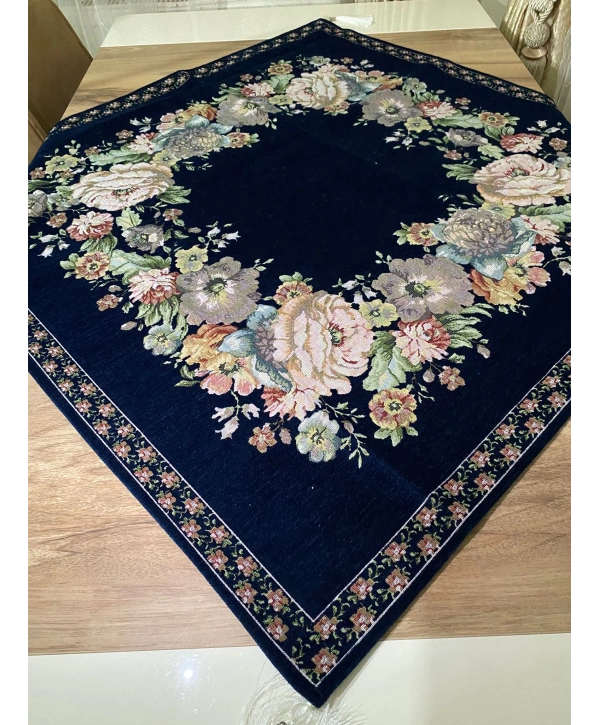 GOBLEN ŞÖNİLLİ SEHPA ÖRTÜSÜ LACİVERT