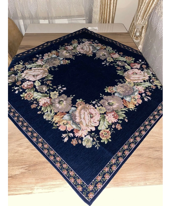 GOBLEN ŞÖNİLLİ SEHPA ÖRTÜSÜ LACİVERT