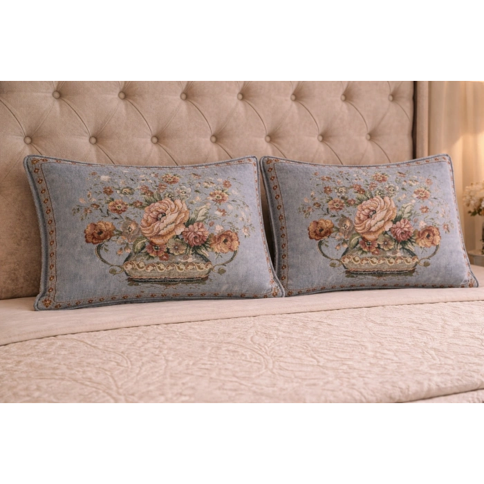 Şönilli goblen yastık 2li 50x70