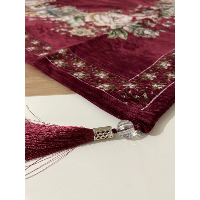 GOBLEN ŞÖNİLLİ 95x95 SEHPA ÖRTÜSÜ BORDO