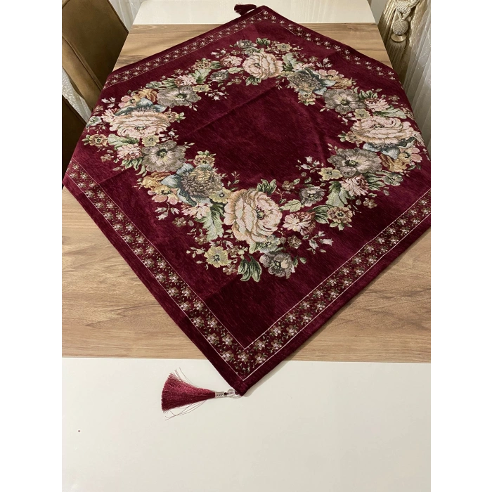 GOBLEN ŞÖNİLLİ 95x95 SEHPA ÖRTÜSÜ BORDO