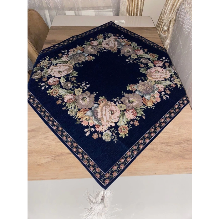 GOBLEN ŞÖNİLLİ SEHPA ÖRTÜSÜ LACİVERT