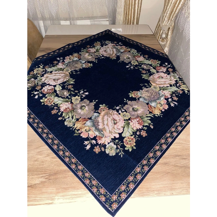 GOBLEN ŞÖNİLLİ SEHPA ÖRTÜSÜ LACİVERT