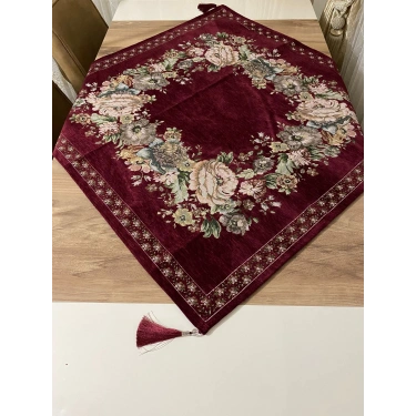 GOBLEN ŞÖNİLLİ 95x95 SEHPA ÖRTÜSÜ BORDO