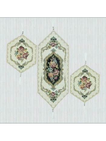 GOBLEN RUNNER PÜSKÜLÜ 3 LÜ SET KREM