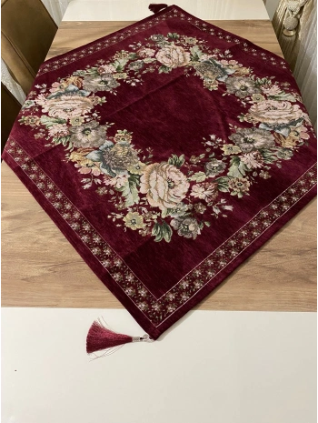 GOBLEN ŞÖNİLLİ 95x95 SEHPA ÖRTÜSÜ BORDO