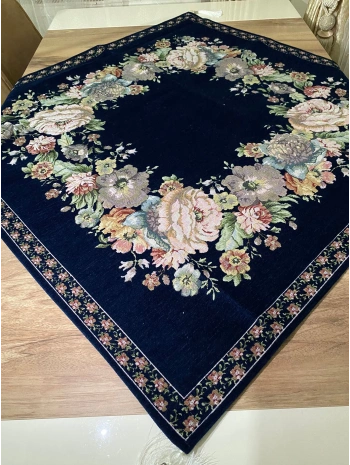 GOBLEN ŞÖNİLLİ SEHPA ÖRTÜSÜ LACİVERT