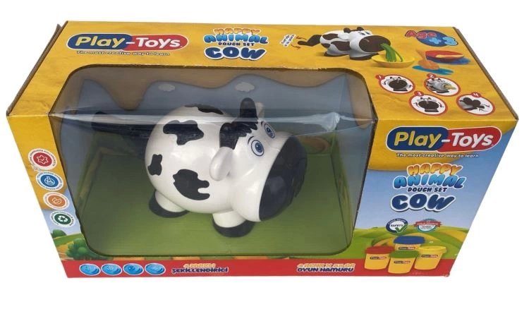 PLAYTOYS HAPPY ANIMAL COW DOUGHT SET