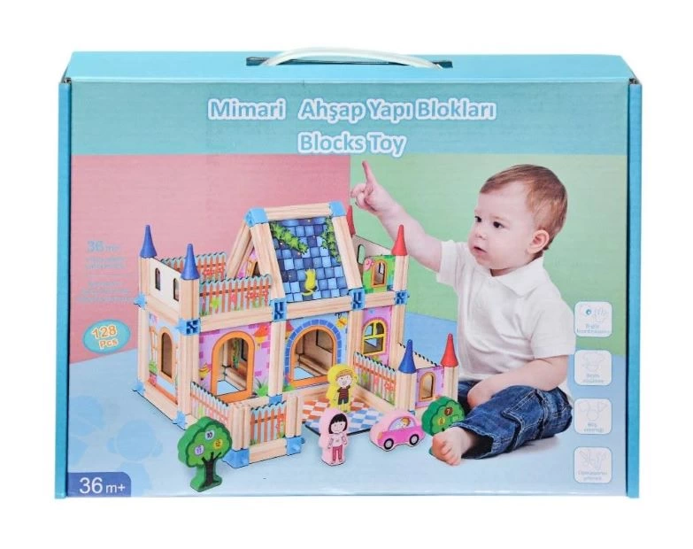 AHSAP 128 PARCA MIMARI YAPI BLOKLARI AHSAP 128 PARCA MIMARI YAPI BLOKLARI