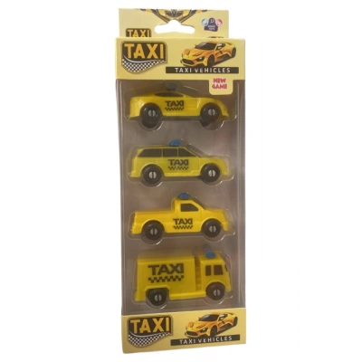 BOXED 4-PIECE TAXI CARS