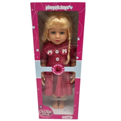 KUT.GERCEK YUZLU AYLIN BEBEK 58CM SACLI ET BACAK