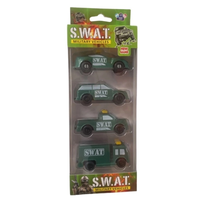 BOXED 4-PACK MILITARY CARS