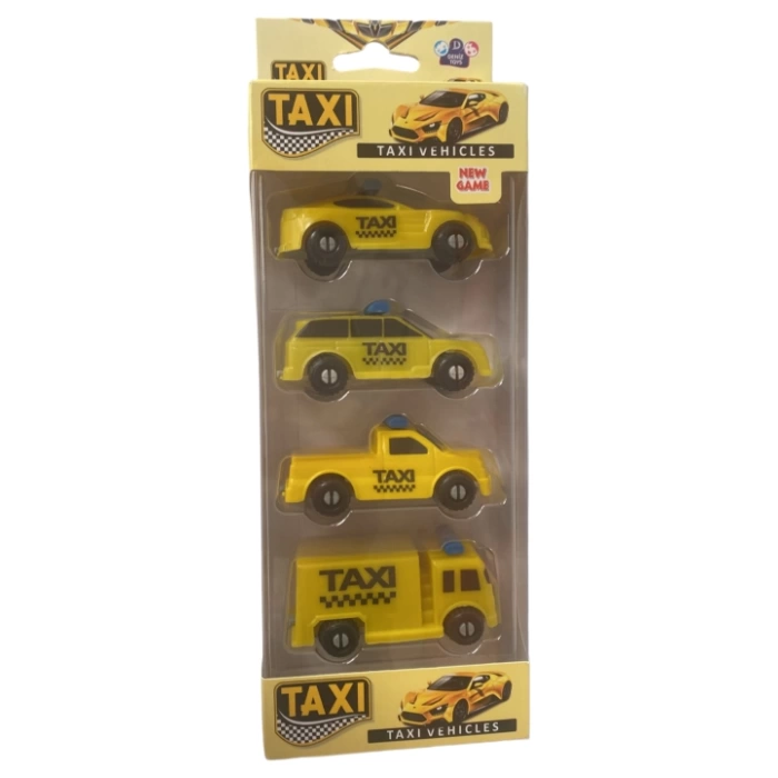 BOXED 4-PIECE TAXI CARS