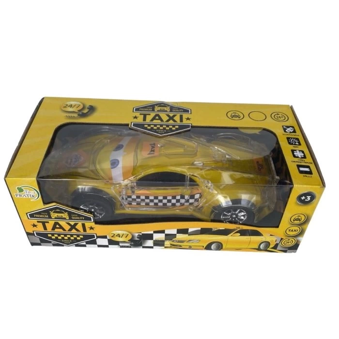 BOXED YELLOW TAXI WITH LIGHTS AND MUSIC