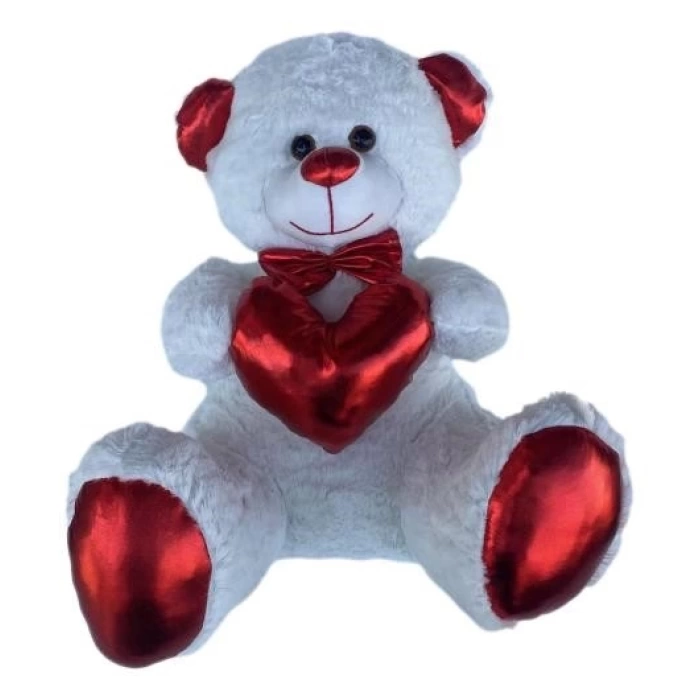 SHINY HEART BOW TIE teddy bear