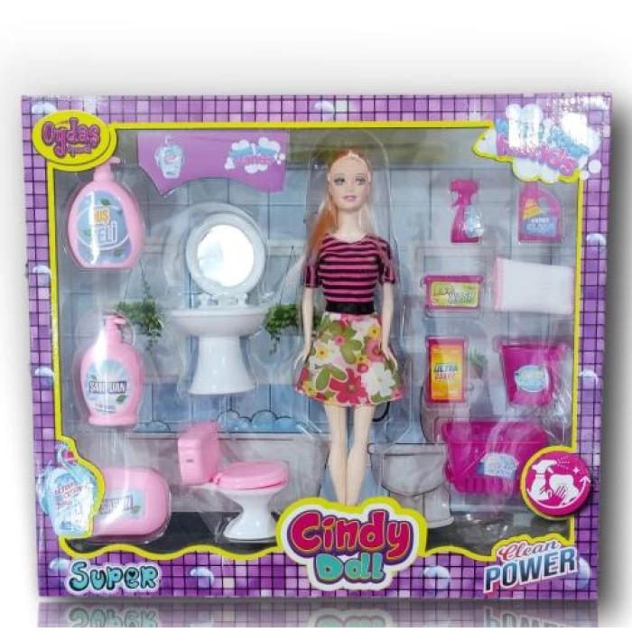 CINDY BABY WITH SINK AND CLEANING SET