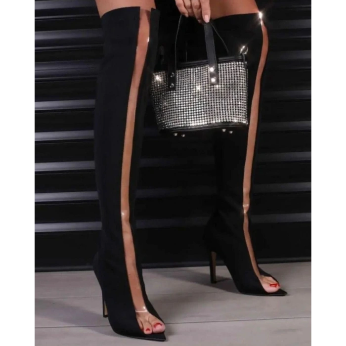 Siyah Scuba Kumaş Çizme