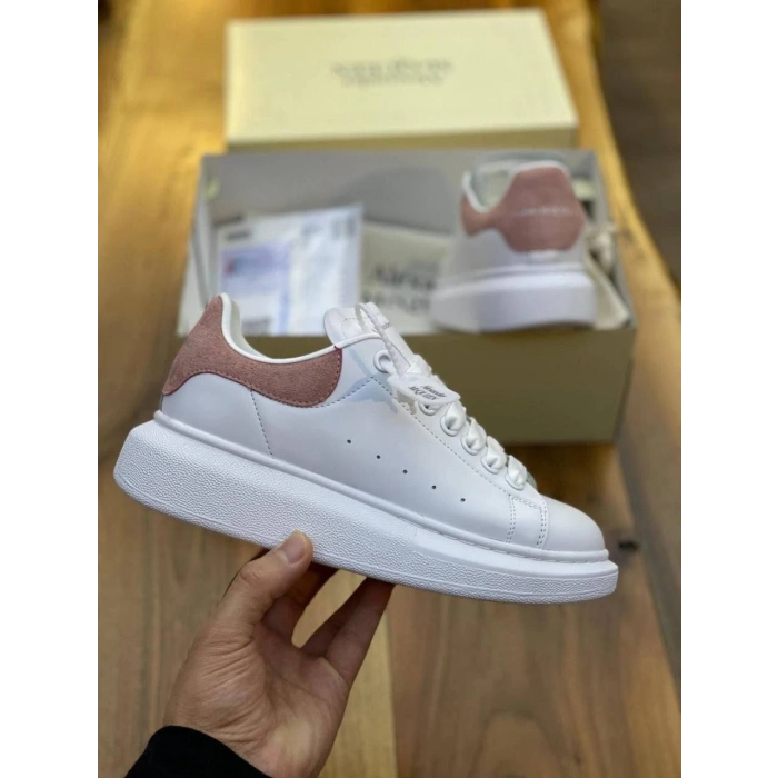 Beyaz Deri Arkası pembe Mcqueen Sneakers