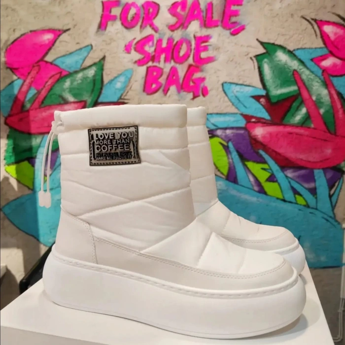 Beyaz Paraşüt Kumaş Kar Botu