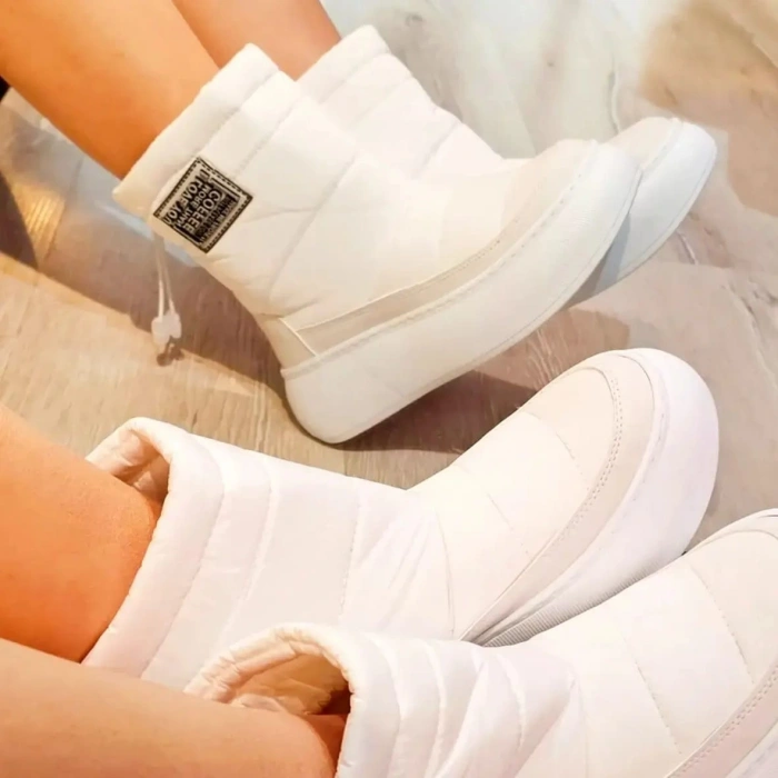 Beyaz Paraşüt Kumaş Kar Botu