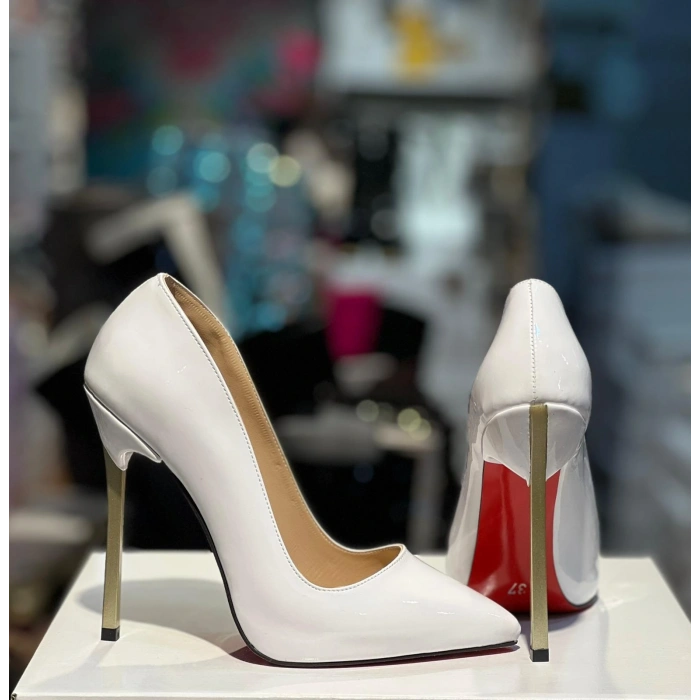 Beyaz Rugan Casadie Topuk Stiletto
