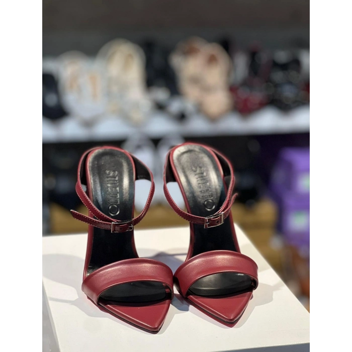 Bordo Cilt Topuklu Terlik