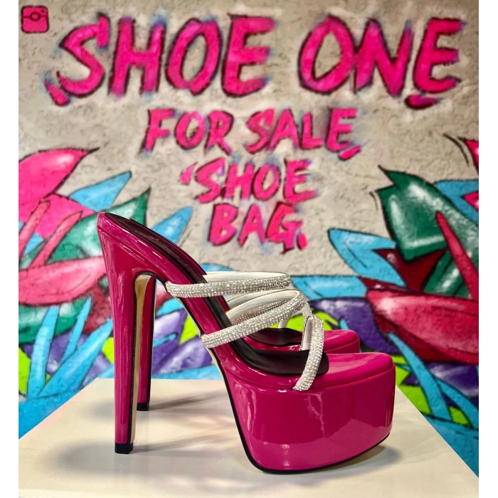 Fuşya Rugan Taşlı Platform