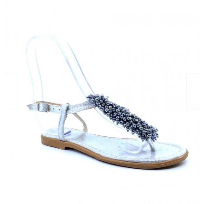 Gümüş Boncuklu Sandalet