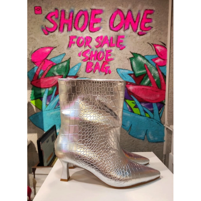Gümüş Croco Bootie