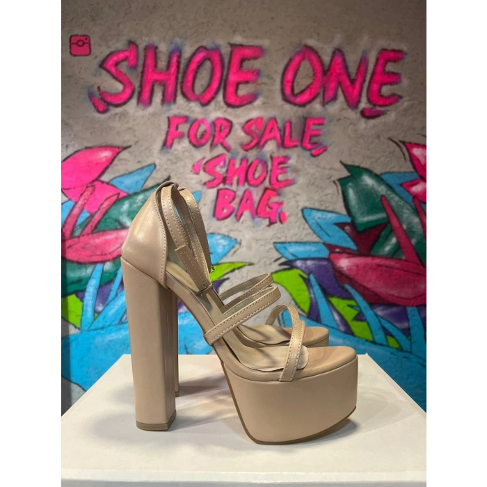 Nüd Deri Bantlı Kalın Topuk Platform