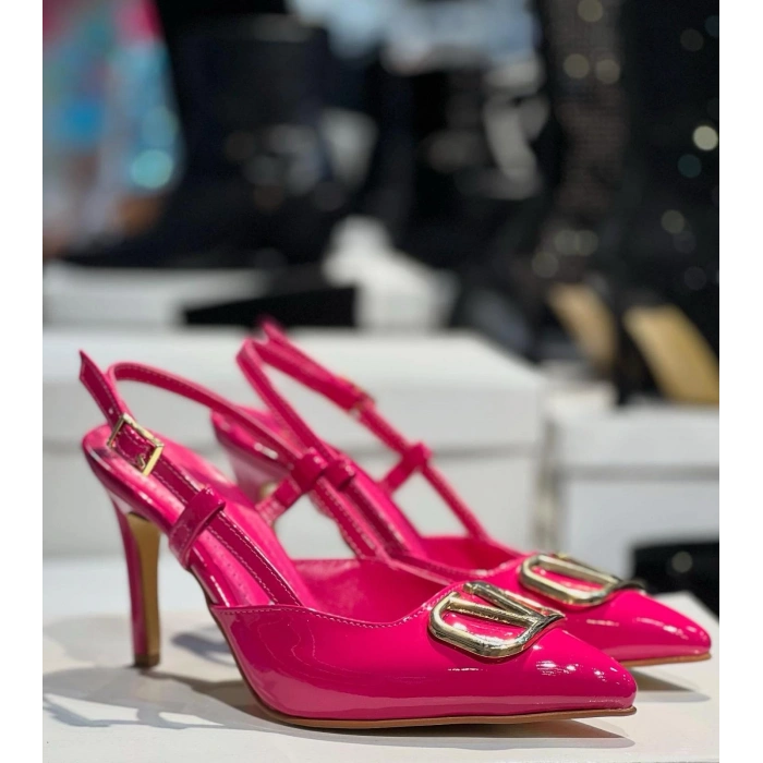 Pembe Rugan Arkası Açık Stiletto