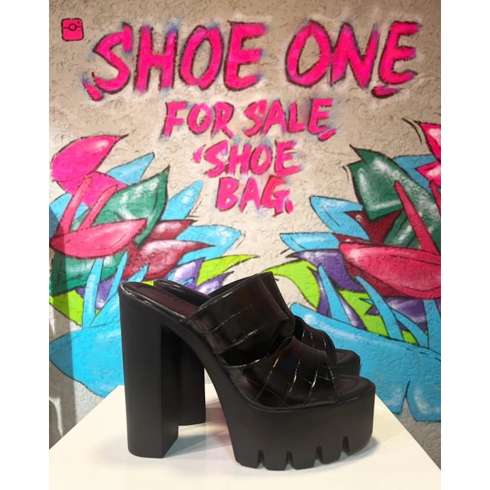 Siyah Croco Platform Terlik