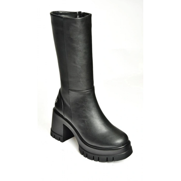 Siyah Deri Diz Altı Çizme