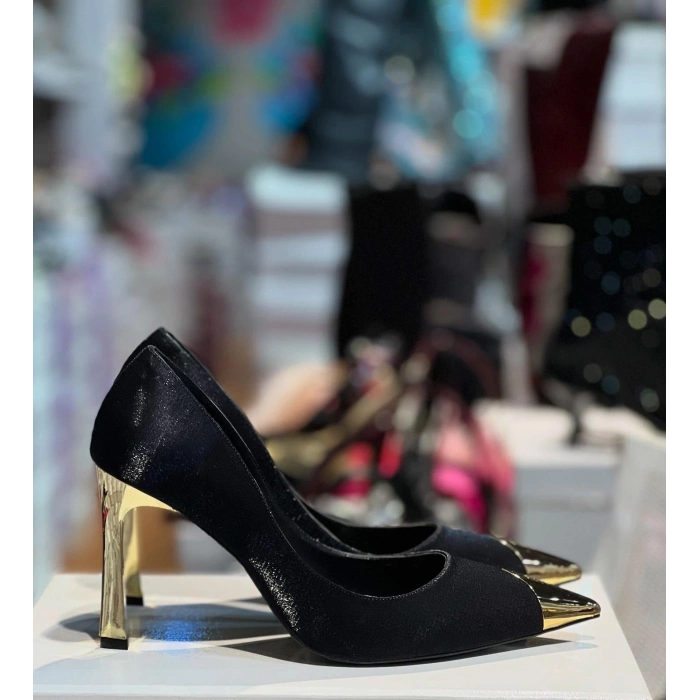 Siyah Gold Topuk Stiletto