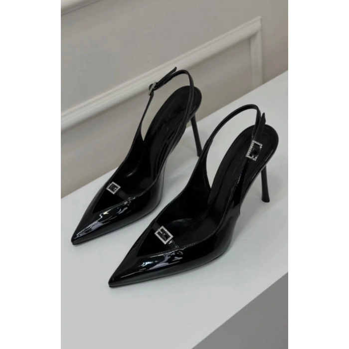 Siyah Rugan Dekolteli Stiletto