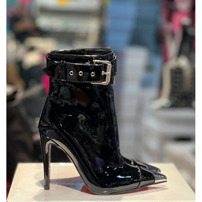 Siyah Rugan Fermuarlı Botiee