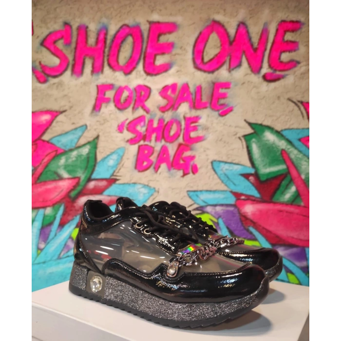 Siyah Rugan Şeffaf Sneakers