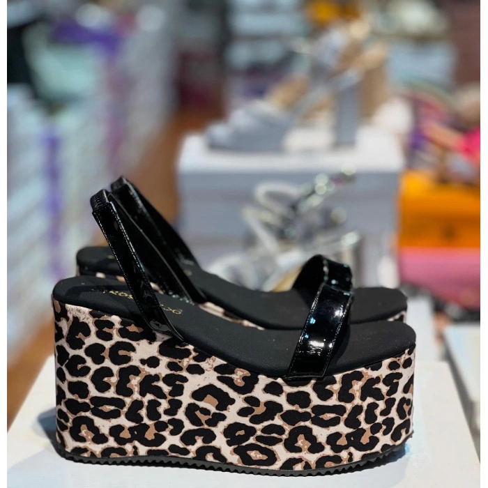 Siyah Rugan Tek Bant Leopar Dolgu