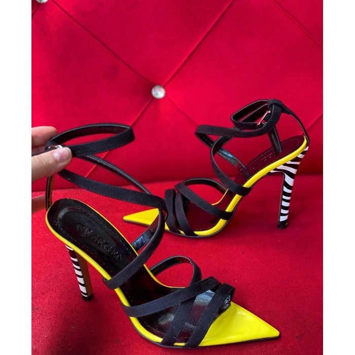 Siyah Süet Zebra Topuklu