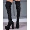 Siyah Diz Üstü Platform Çizme