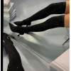 Siyah Çorap Taşlı Diz Üstü Çizme