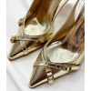 Gold Kırışık Desen Stiletto