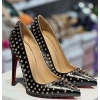 Siyah Deri Gold Troklu Stiletto